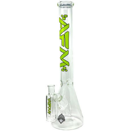 AFM Glass Beaker Bong 18" with 45 Degree Joint and Downstem, Front View on White Background