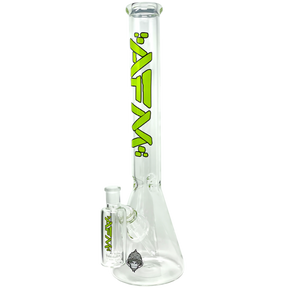 AFM Glass Beaker Bong 18" with 45 Degree Joint and Downstem, Front View on White Background