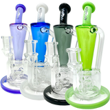 AFM Boomcycler 9" dab rigs in various colors with recycler percolator design, front view