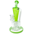 AFM Boomcycler 9" Dab Rig with Recycler Percolator, Green Accents, Front View on White Background