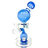 AFM Bubble Head Banger Hanger Dab Rig in Blue, 8" with Showerhead Percolator, Front View