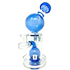 AFM Bubble Head Banger Hanger Dab Rig in Blue, 8" with Showerhead Percolator, Front View