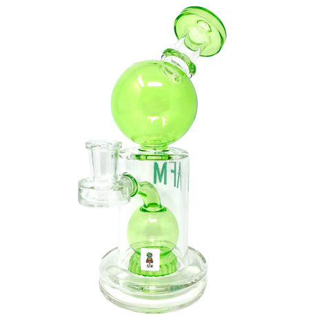 AFM Bubble Head Banger Hanger Dab Rig with Showerhead Percolator, 14mm Joint, 8" Tall - Front View