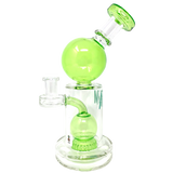 AFM Bubble Head Banger Hanger Dab Rig in Lime, 8" with Showerhead Percolator, Front View