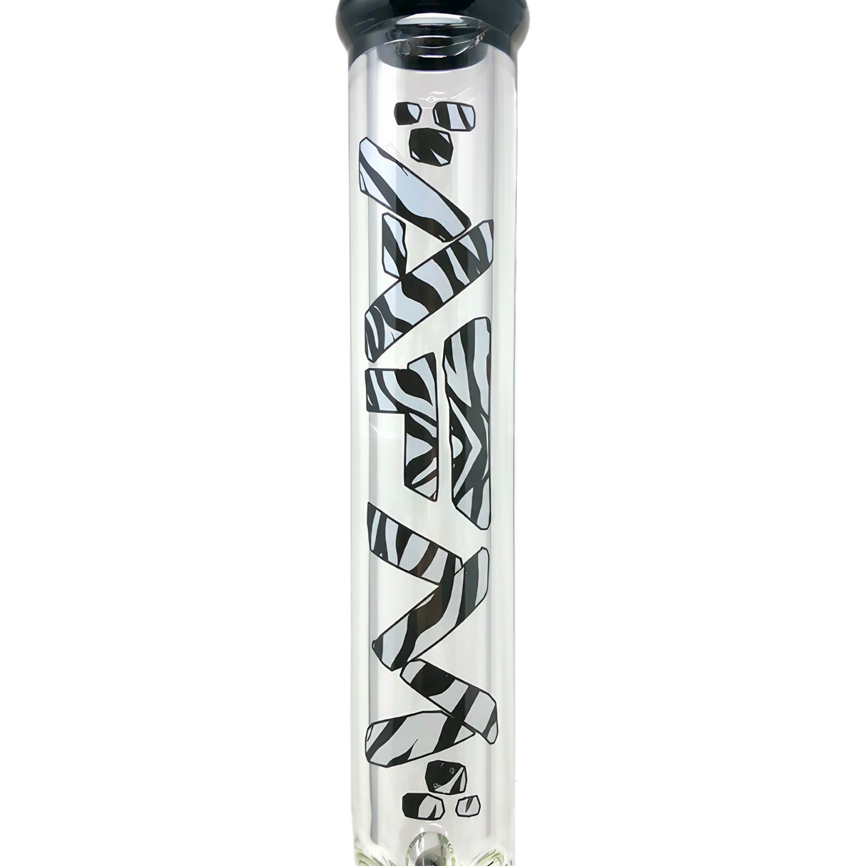 AFM Glass - Beaker Bong 18" 9mm Thick Borosilicate, Front View with Intricate Design