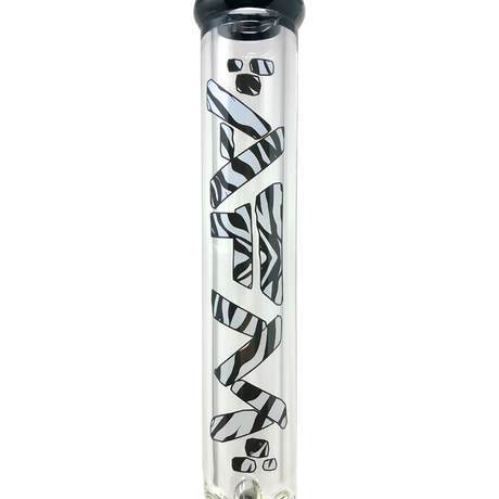 AFM Glass - Beaker Bong 18" 9mm Thick Borosilicate, Front View with Intricate Design