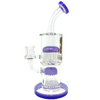 AFM Glass Double Tree Perc Dab Rig in Green, 9.5" with 14mm Joint, Front View on White Background