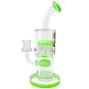 AFM Glass Slime Double Tree Perc Dab Rig, 9.5" Height, 90 Degree 14mm Joint, Front View