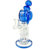 AFM Glass Honey Bowl Recycler 9.5" Dab Rig, Front View with Honeycomb Perc and Blue Trim
