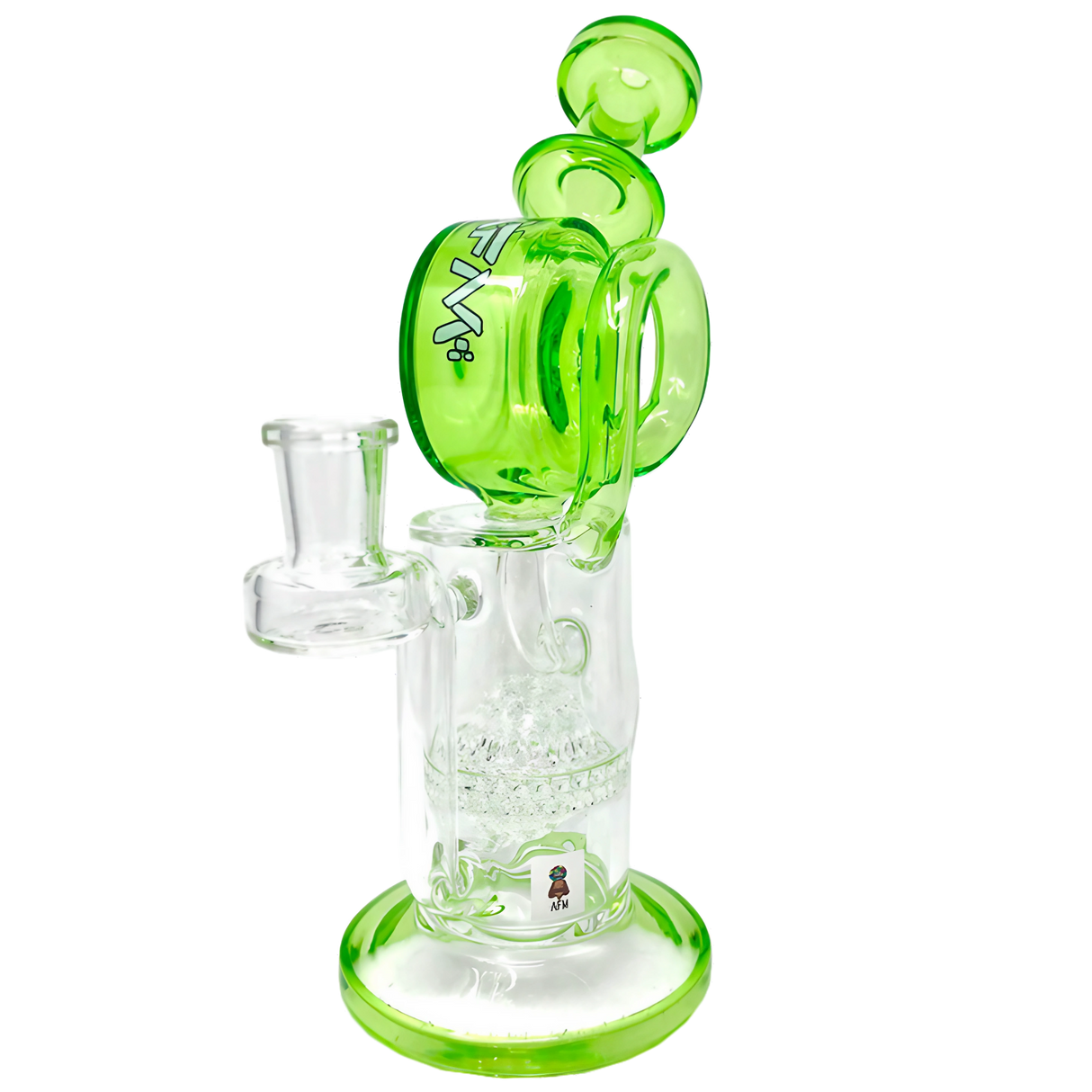 AFM Glass 9.5" Honey Bowl Recycler Dab Rig with Honeycomb Percolator, Front View