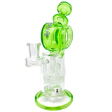AFM Glass 9.5" Honey Bowl Recycler Dab Rig with Honeycomb Percolator, Front View