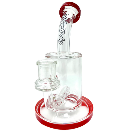 AFM Glass Inline Matrix Rig, 7.5" tall with clear borosilicate glass and red accents, front view on white background