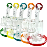 AFM Glass Inline Matrix Rigs in various colors, 7.5" tall, with in-line percolator, front view