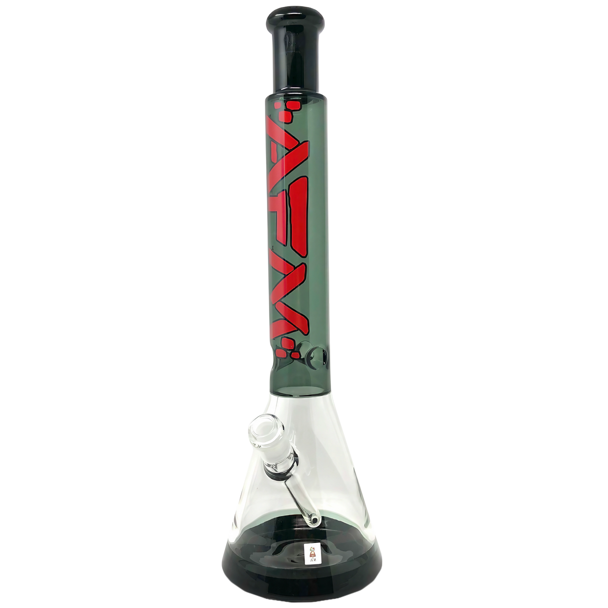 AFM Glass Quasar Beaker Bong in Black, 18" Tall, Borosilicate Glass, for Dry Herbs - Front View