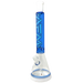 AFM Glass Quasar Beaker Bong in Blue/White, 18" Borosilicate, Front View with Deep Bowl