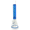 AFM Glass Quasar Beaker Bong in Blue/White, 18" Borosilicate, Front View with Deep Bowl