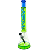 AFM Glass Quasar Beaker Bong in Lime/Blue, 18" Tall, Borosilicate Glass, Front View