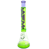 AFM Glass Quasar Beaker in Lime/Purple - 18" Borosilicate Glass Bong for Dry Herbs, Front View
