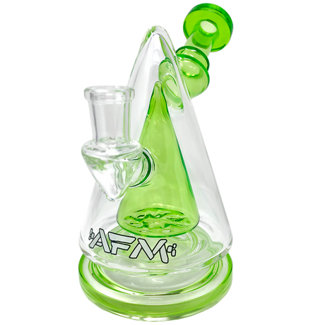 AFM Glass - The Cone Head Rig in Green - 7" Banger Hanger Dab Rig with Percolator - Front View