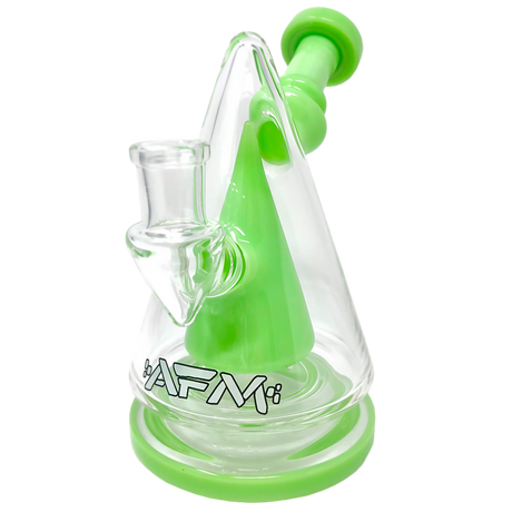 AFM Glass - The Cone Head Rig in Green - 7" with Banger Hanger Design and Percolator, Side View