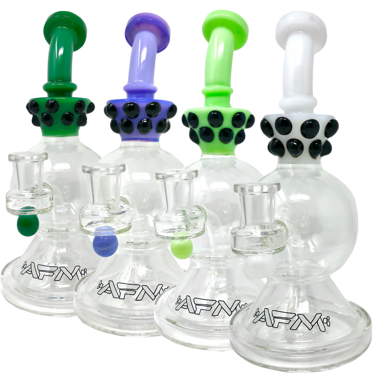 AFM Glass - The Crown Rig 9" collection with Showerhead/UFO percolator, side view on white background