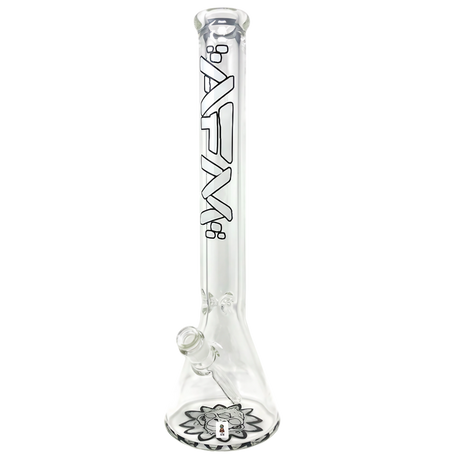 AFM Glass - The Flower Monkey 9mm Thick Beaker Bong, 18" Tall, Front View on White Background