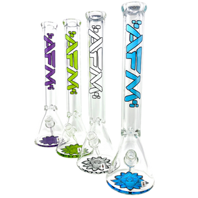 AFM Glass - The Flower Monkey 9mm Thick Beaker Bongs in Various Colors - 18" Height