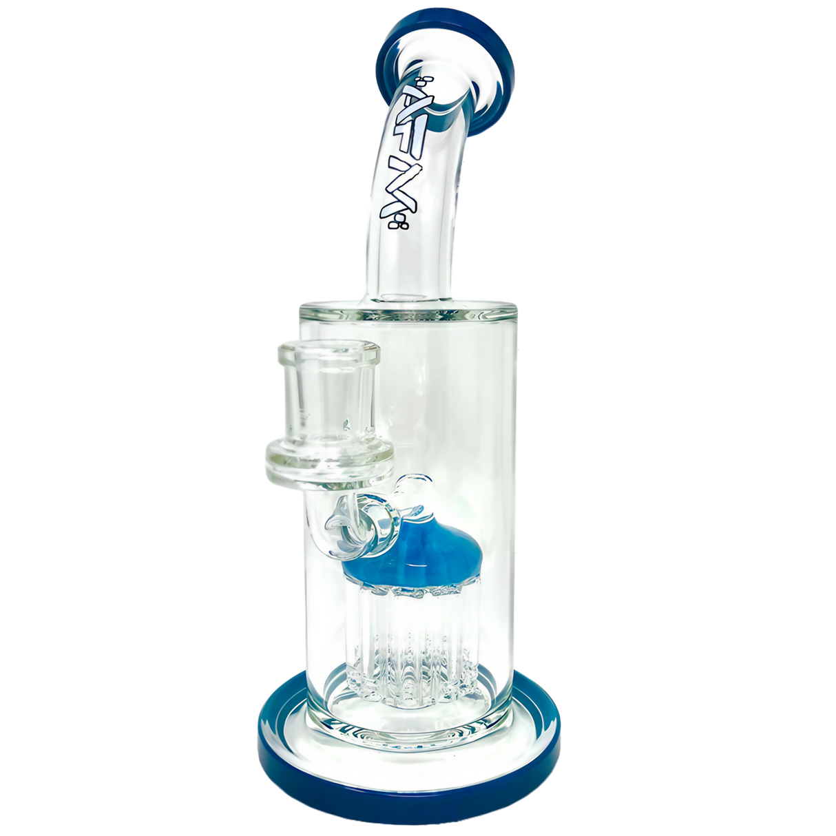 AFM Glass - The Groovy 10 Arm 9" Dab Rig with Hammer Head Percolator and Blue Accents