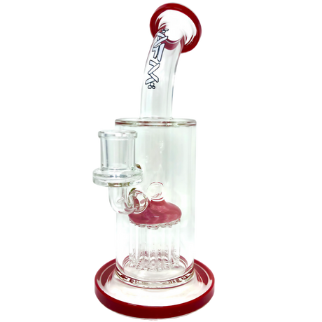 AFM Glass - The Groovy 10 Arm Dab Rig, 9" with Hammer Head Percolator, Front View on White Background