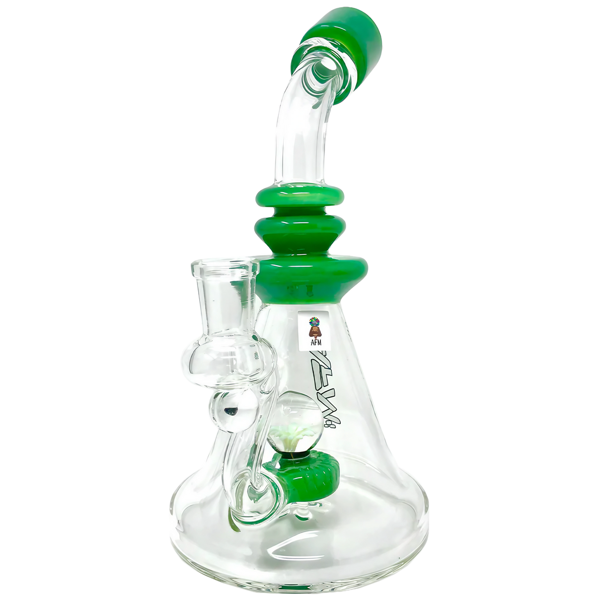 AFM Glass - The Opal Stone - 9" Dab Rig with Slit-Diffuser Percolator, Multicolor Accents