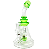 AFM Glass 9" Opal Stone Dab Rig with Green Accents and Slit-Diffuser Percolator, Side View