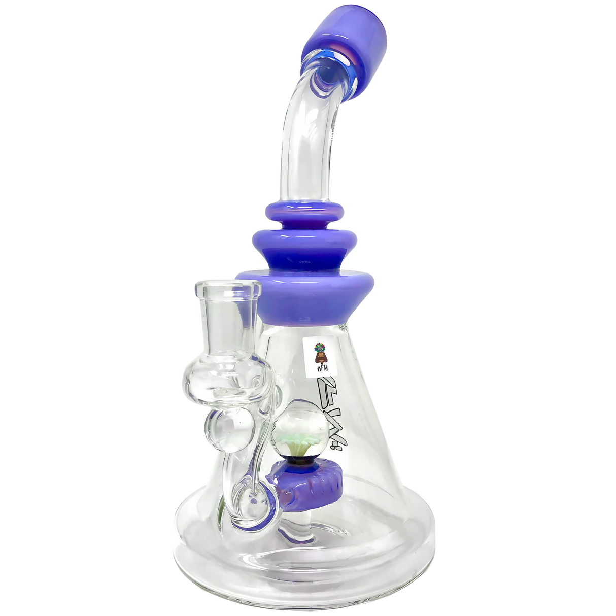 AFM Glass - The Opal Stone - 9" Dab Rig with Slit-Diffuser Percolator, Multicolor Design, Front View