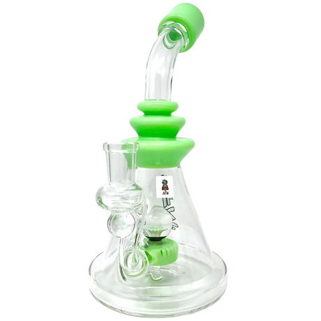 AFM Glass 9" Opal Stone Dab Rig with Green Accents and Slit-Diffuser Percolator - Front View