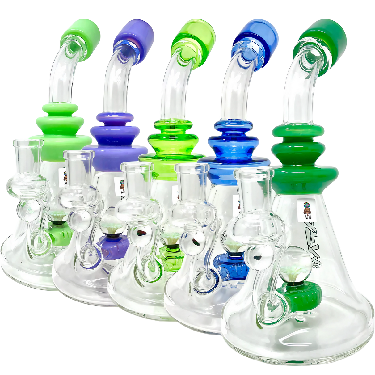 AFM Glass - The Opal Stone Dab Rigs, 9" with Slit-Diffuser Percolator, Front View