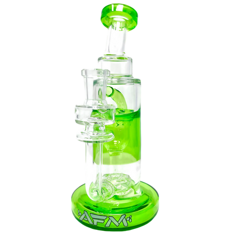 AFM Glass Power Incycler Dab Rig, 8.5" with Slit-Diffuser Percolator, Green Accents