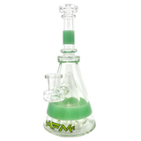 AFM Glass 8" Pyramid Rig with Percolator, Clear Borosilicate, Front View on White