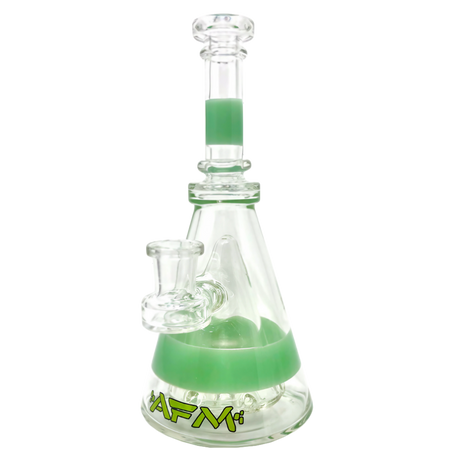 AFM Glass 8" Pyramid Rig with Percolator, Clear Borosilicate, Front View on White