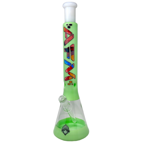 AFM Glass Quasar Beaker 18" with Colorful Art Design, Borosilicate Glass, Front View