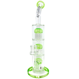 AFM Glass - The Third Arm 11.5" Dab Rig with Percolators and Green Accents - Front View | DankGeek