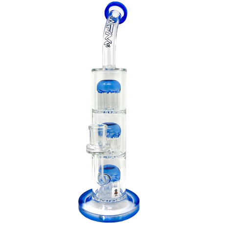 AFM Glass - The Third Arm - 11.5" Dab Rig with Blue Accents and Percolators - Front View