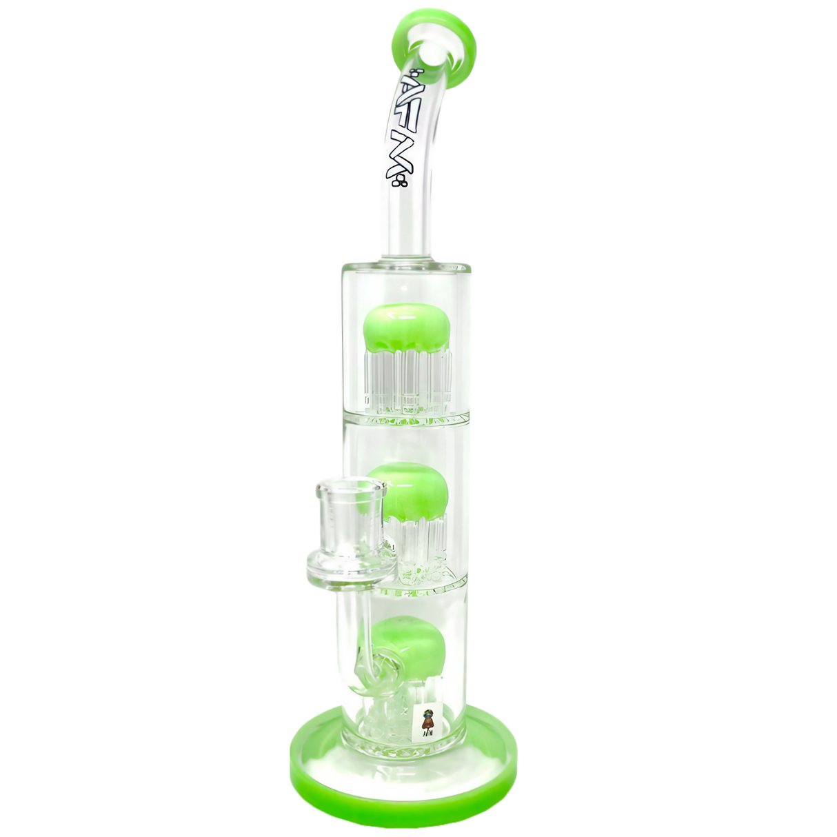 AFM Glass - The Third Arm 11.5" Dab Rig with 14mm Joint and Triple Perc Design - Front View
