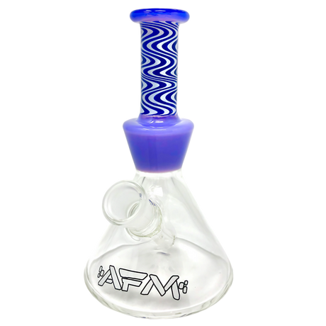 AFM Glass - The Trippy Mini Rig - 6" Beaker Bong with Blue Accents - Front View