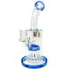 AFM Glass Tree Perc Dab Rig in Blue with 9" Height and 14mm Joint - Front View
