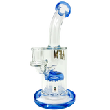 AFM Glass Tree Perc Dab Rig in Blue with 9" Height and 14mm Joint - Front View