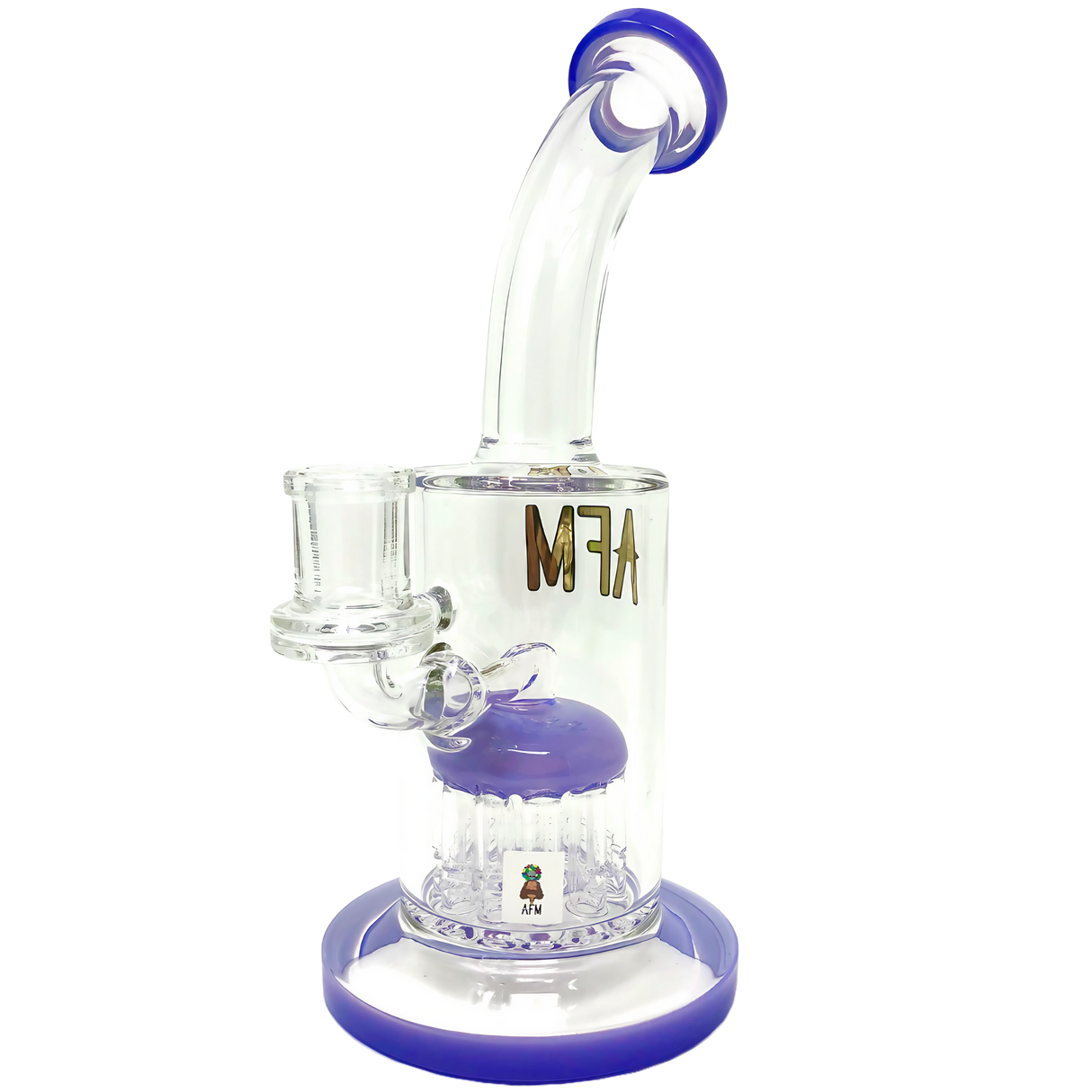 AFM Glass Purple Tree Perc Dab Rig with 14mm Joint and Sturdy Base - Front View