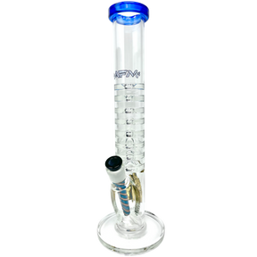AFM Inception Straight Tube 12" Bong Front View with Blue Accents for Dry Herbs