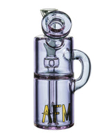 AFM Mini Can Recycler dab rig with clear and purple borosilicate glass, front view on white background