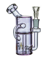 AFM Mini Can Recycler Dab Rig in Clear Purple, 6.5" with Heavy Wall Glass, Front View