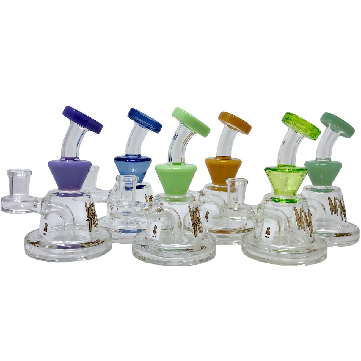 AFM Mini Rig Dab Rigs collection in various colors, compact 5.5" design with glass on glass joint