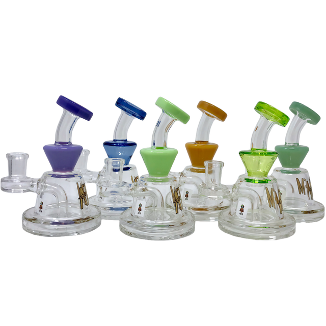 AFM Mini Rig Dab Rigs collection in various colors, compact 5.5" design with glass on glass joint
